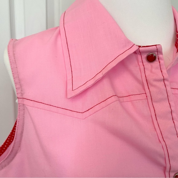 Vintage Danielle Pink Strawberry Patch Sleeveless Mod Vintage House Dress Robe - Picture 7 of 16